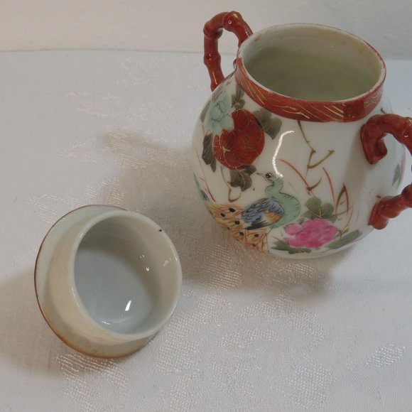 Antique Hand Painted Doubled Handled Bowl Japan - Picture 7 of 9